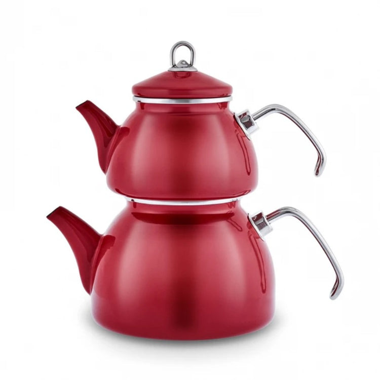 KARACA LORETO ENAMEL TEAPOT SET RED