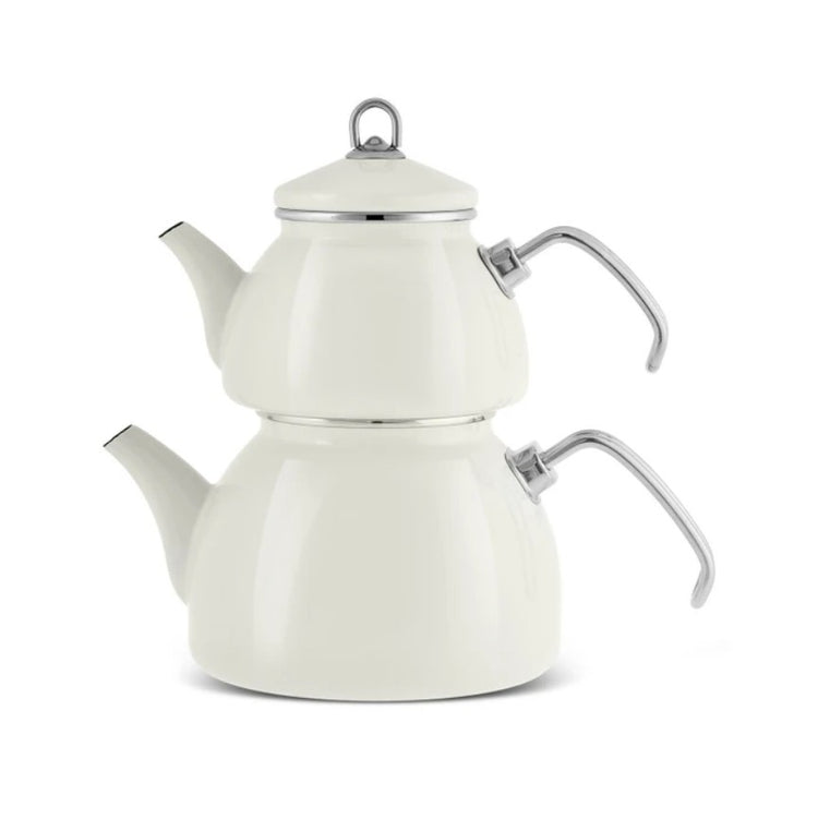 KARACA LORETO ENAMEL TEAPOT SET CREAM