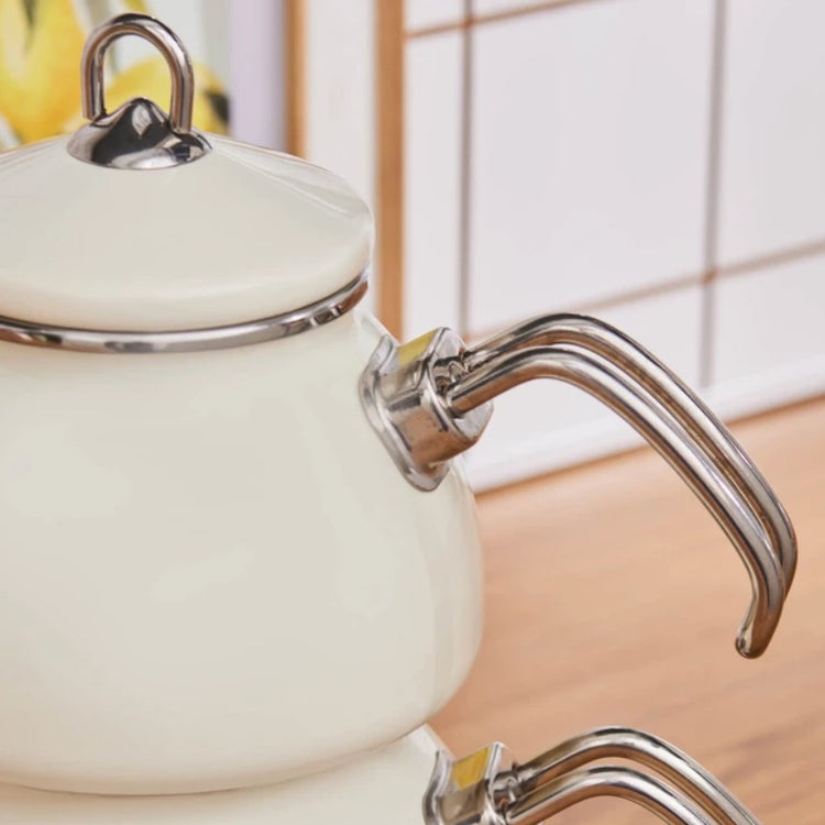 KARACA LORETO ENAMEL TEAPOT SET CREAM