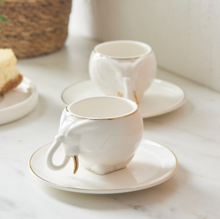 KARACA ELEPHANT 2-PERSON PORCELAIN COFFEE CUP SET 90 ML