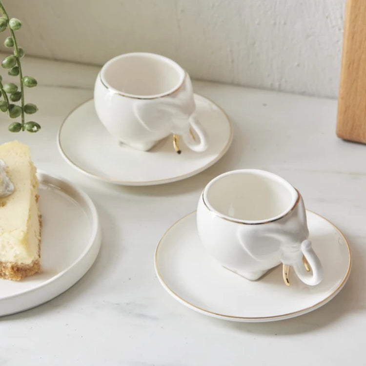 KARACA ELEPHANT 2-PERSON PORCELAIN COFFEE CUP SET 90 ML