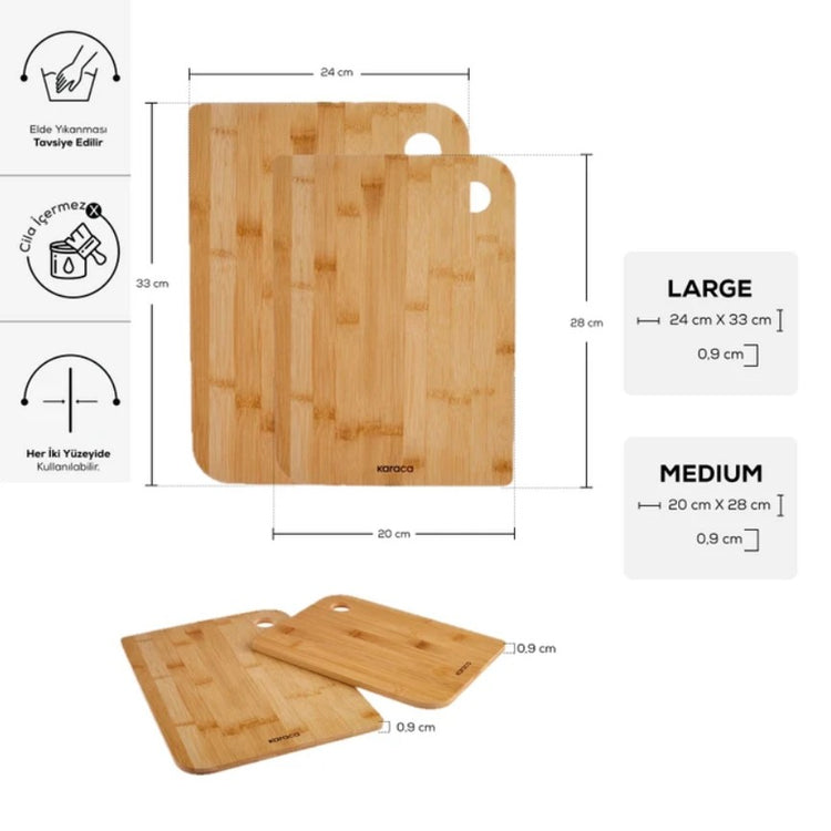 KARACA AZUR 2-PIECE BAMBOO CUTTING BOARD SET