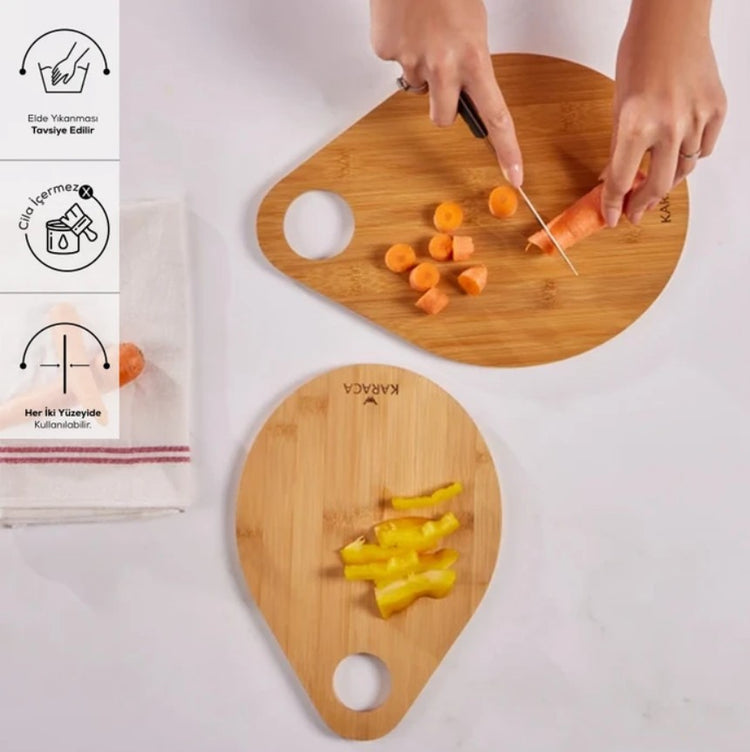 KARACA DAMLA 2-PIECE BAMBOO CUTTING BOARD SET