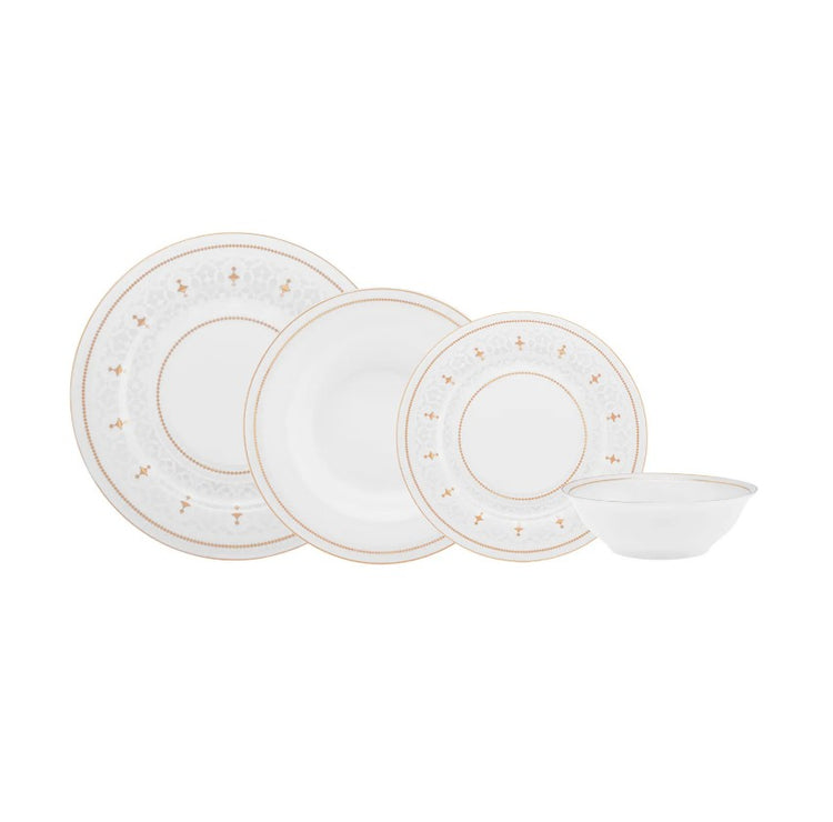 Karaca Elegance Bone Lucia White 24-Piece Dinner Set for 6 People
