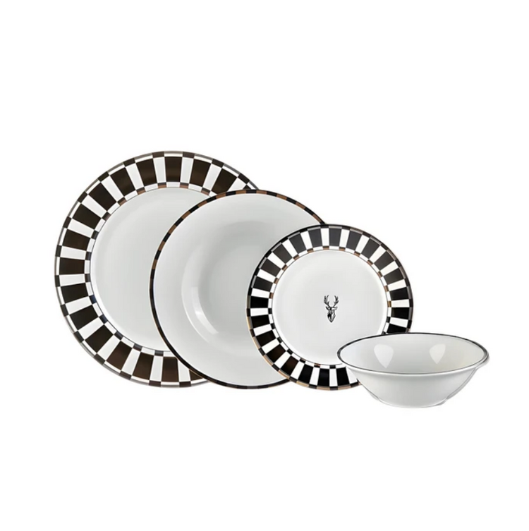 KARACA ELEGANCE BONE ARIES 24-PIECE 6-PERSON DINNER SET BLACK