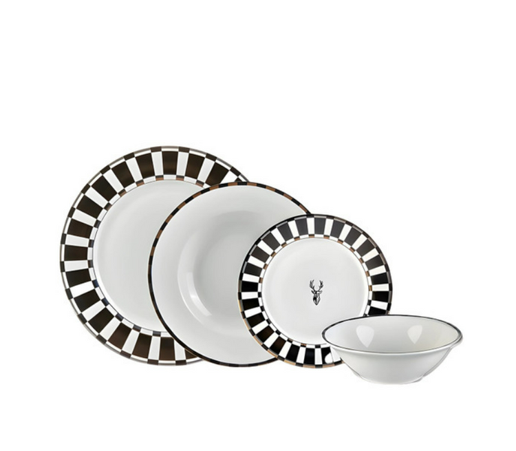 KARACA ELEGANCE BONE ARIES 24-PIECE 6-PERSON DINNER SET BLACK
