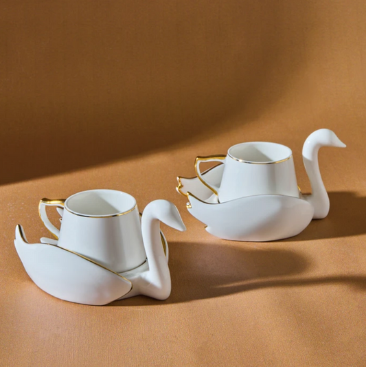 KARACA SWAN 2-PERSON COFFEE CUP SET 70 ML