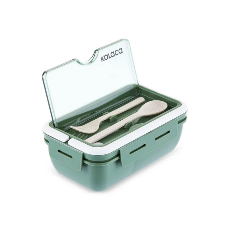 KARACA FUSCA LUNCH BOX WITH FORK AND SPOON, GREEN