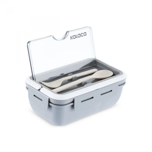 KARACA FUSCA LUNCH BOX WITH FORK AND SPOON, GRAY