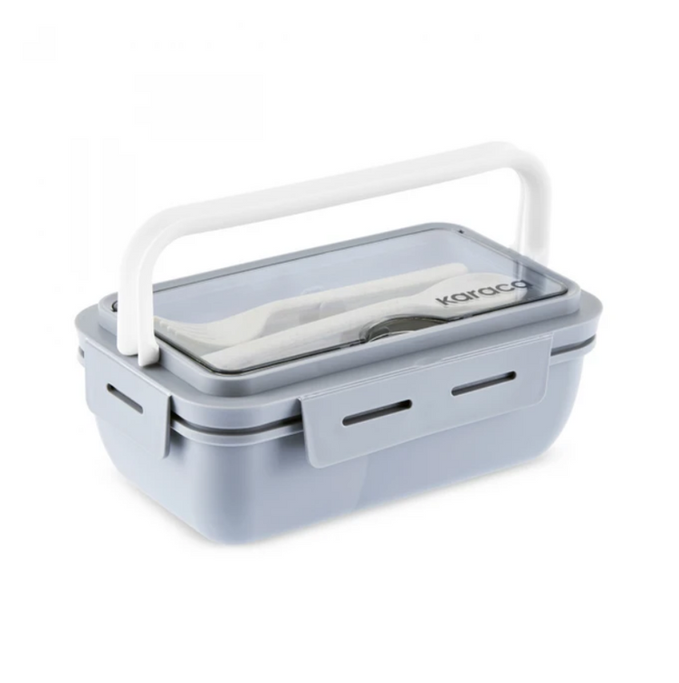 KARACA FUSCA LUNCH BOX WITH FORK AND SPOON, GRAY