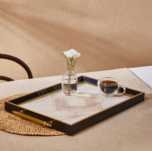 KARACA ASTER RECTANGULAR TRAY BLACK