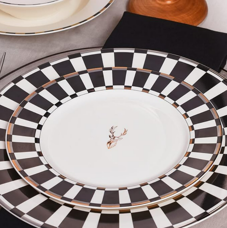 KARACA ELEGANCE BONE ARIES 24-PIECE 6-PERSON DINNER SET BLACK