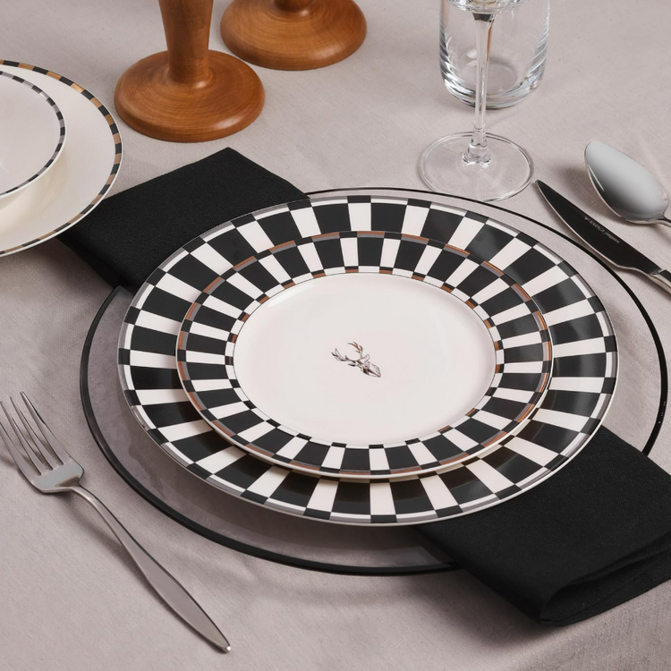KARACA ELEGANCE BONE ARIES 24-PIECE 6-PERSON DINNER SET BLACK