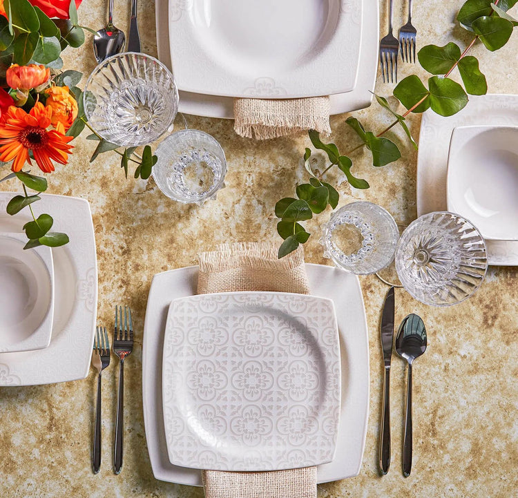 KARACA ROYAL LACE 24 PIECE SQUARE DINNER SET