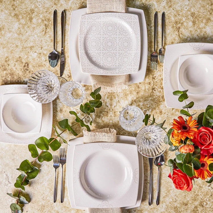 KARACA ROYAL LACE 24 PIECE SQUARE DINNER SET