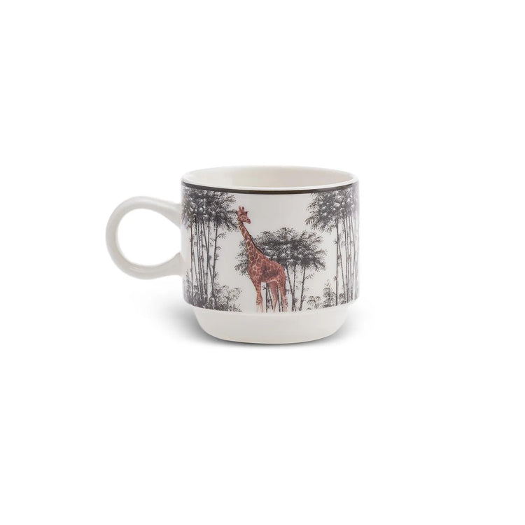 KARACA JUNGLE 4 PIECE MUG/TEA CUP SET WITH STAND