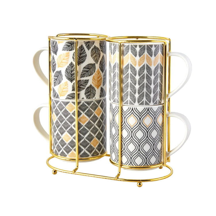 KARACA NERO 5-Piece Mug Set with Stand