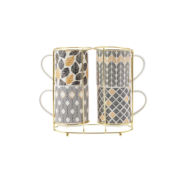 KARACA NERO 5-Piece Mug Set with Stand