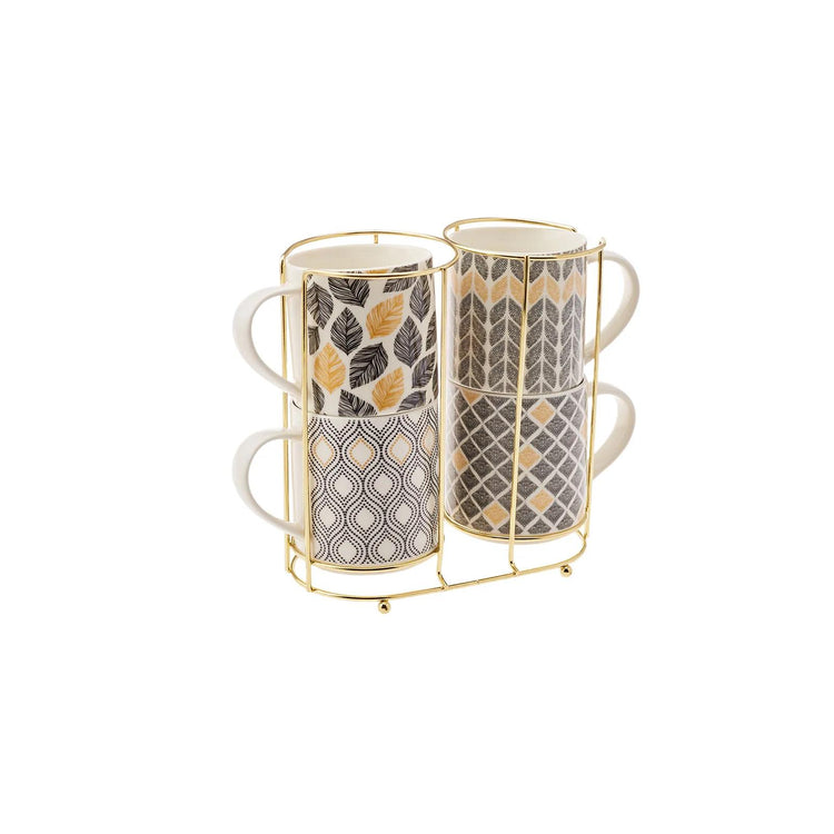 KARACA NERO 5-Piece Mug Set with Stand