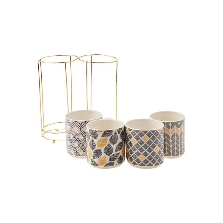 KARACA NERO 5-Piece Mug Set with Stand