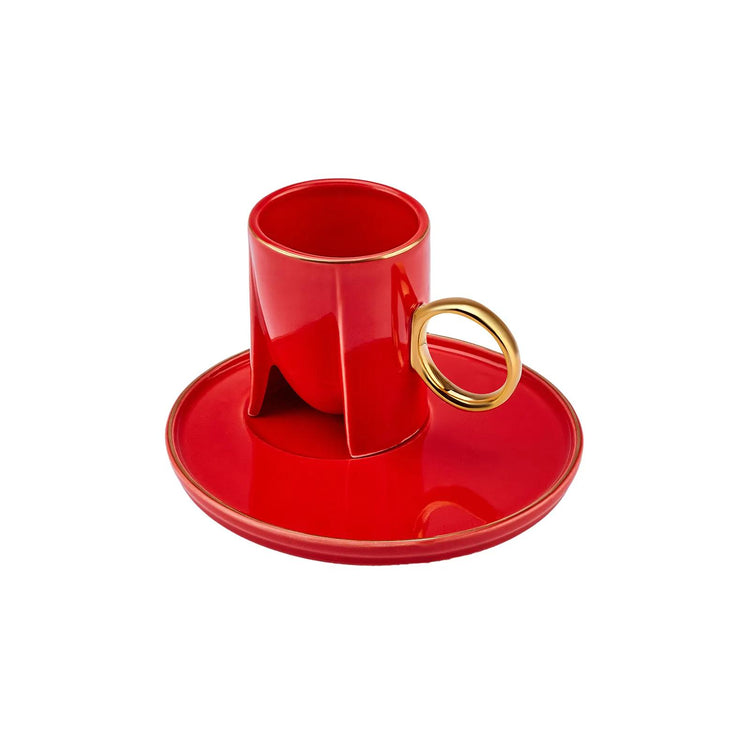 KARACA ADEL RED 75 mL Espresso Cup Set for 2 People