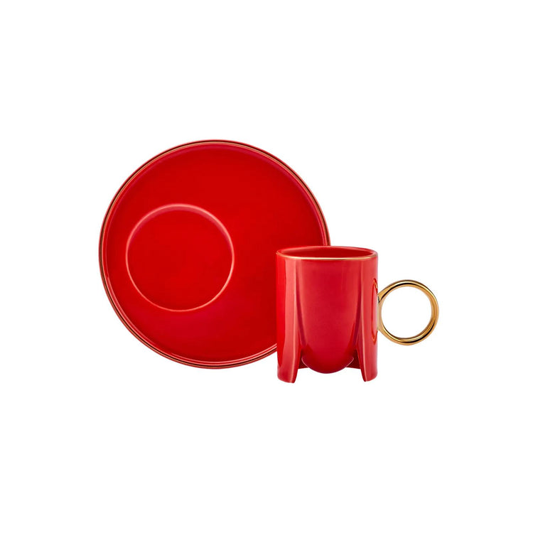 KARACA ADEL RED 75 mL Espresso Cup Set for 2 People