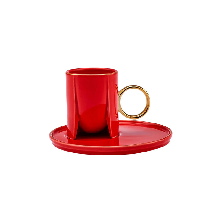 KARACA ADEL RED 75 mL Espresso Cup Set for 2 People