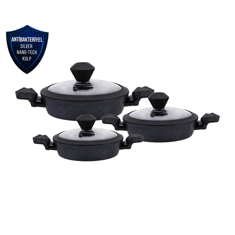 KARACA BIO DIAMOND ANTIBACTERIAL HANDLE 6-PIECE SAUTE PAN SET