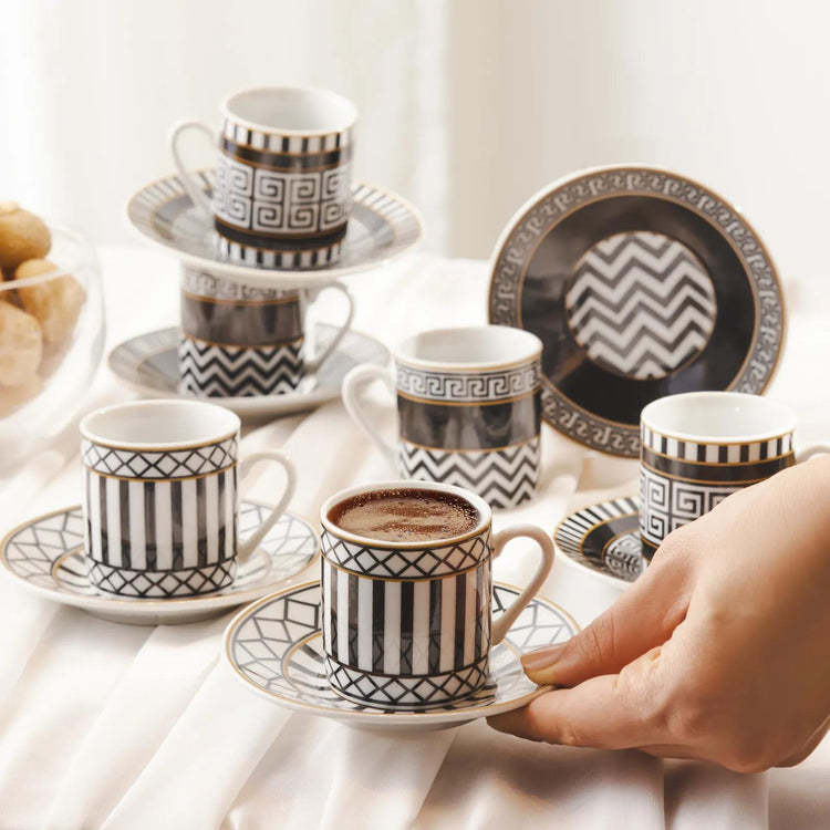 KARACA HELENISTIC 80 mL Coffee Cup Set for 6 People
