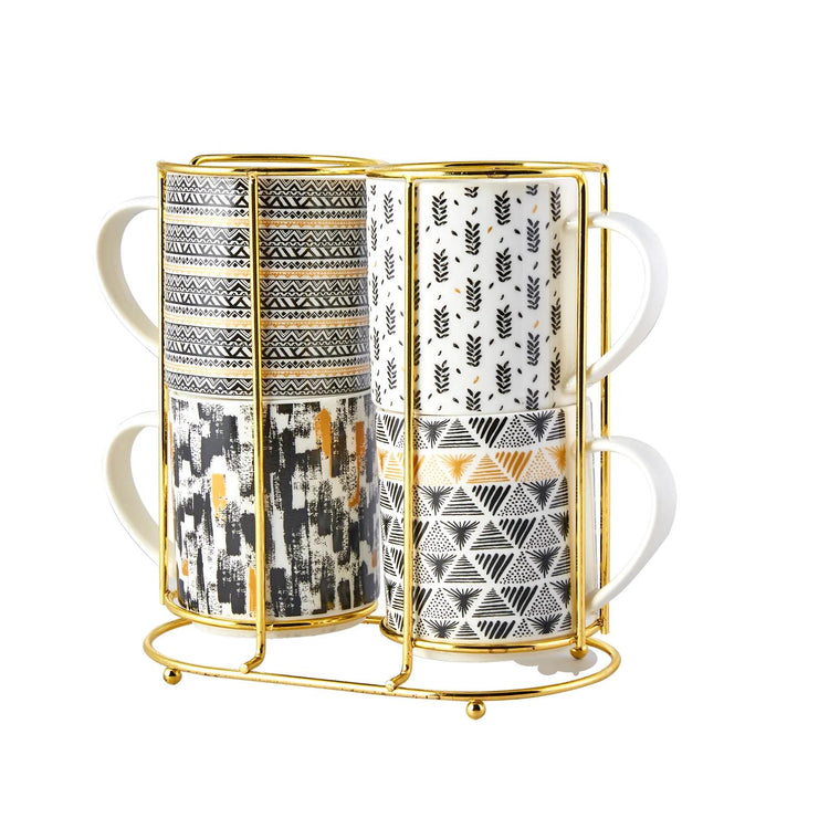 KARACA NIGRUM 5-PiIECE MUG SET WITH STAND