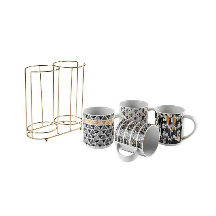 KARACA NIGRUM 5-PiIECE MUG SET WITH STAND