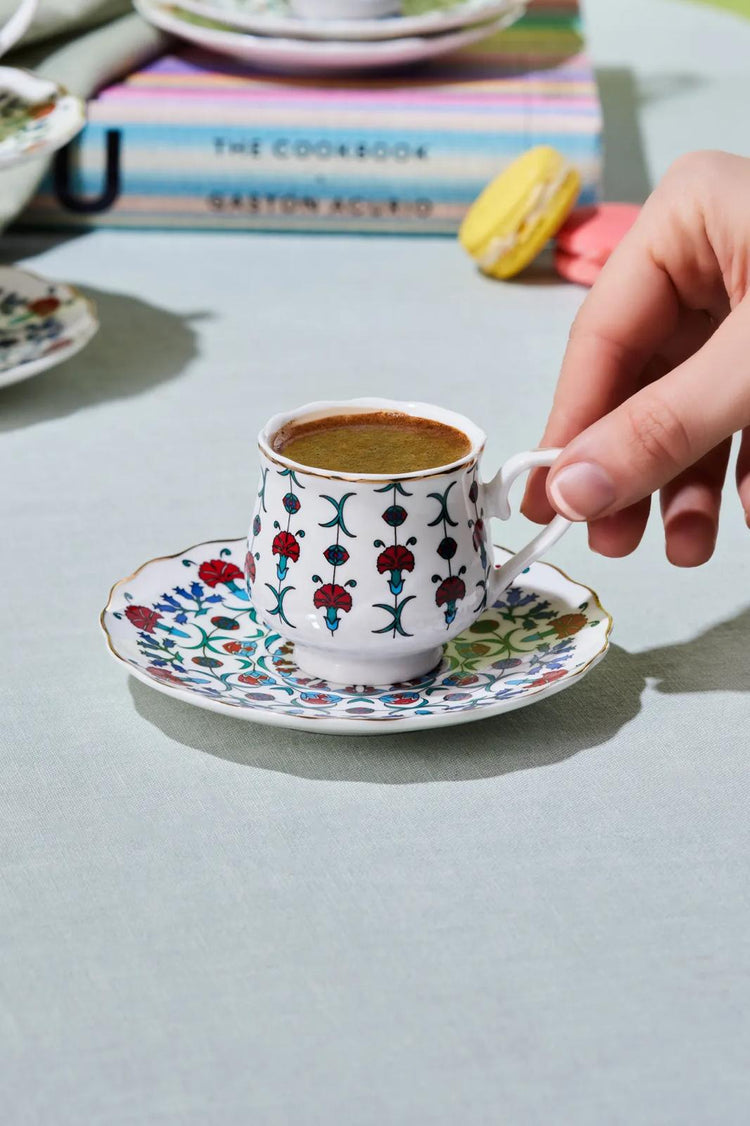 KARACA EBRULI 100 mL Coffee Cup Set for 6 People