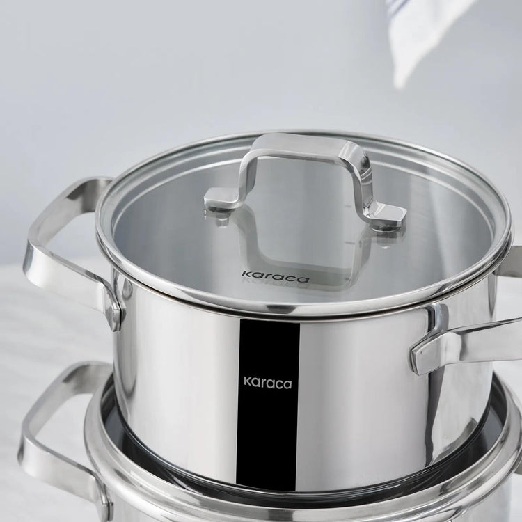 KARACA NOA POWERSTEEL 316+ STAINLESS STEEL 8-PIECE POT SET