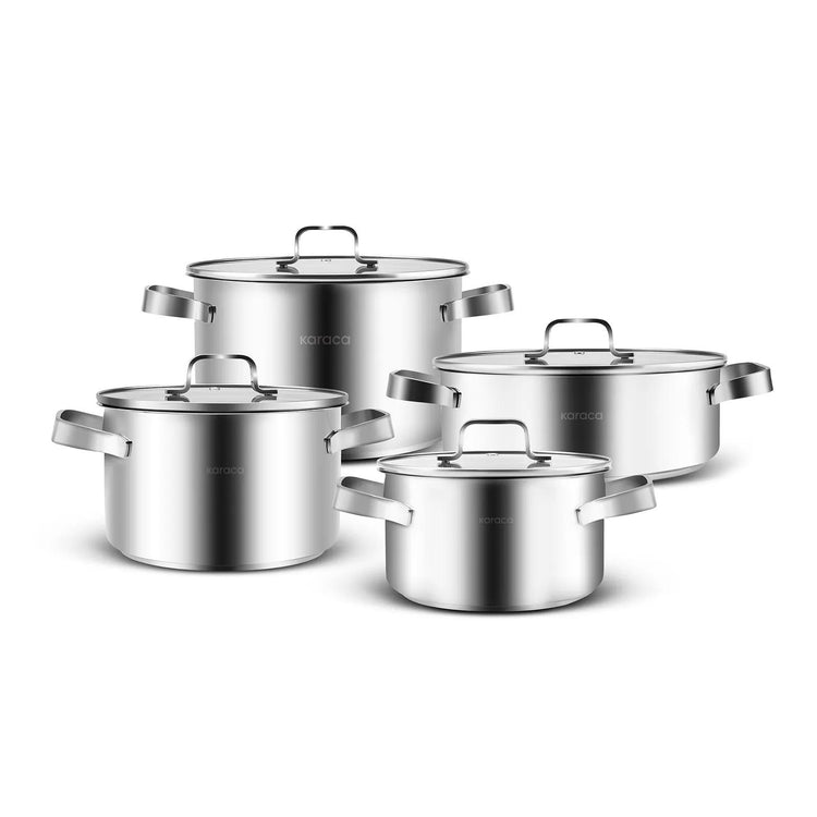 KARACA NOA POWERSTEEL 316+ STAINLESS STEEL 8-PIECE POT SET