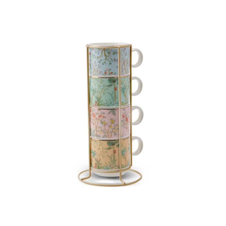 KARACA LAVINYA Set of 4 Mugs/Tea Cups with Stand