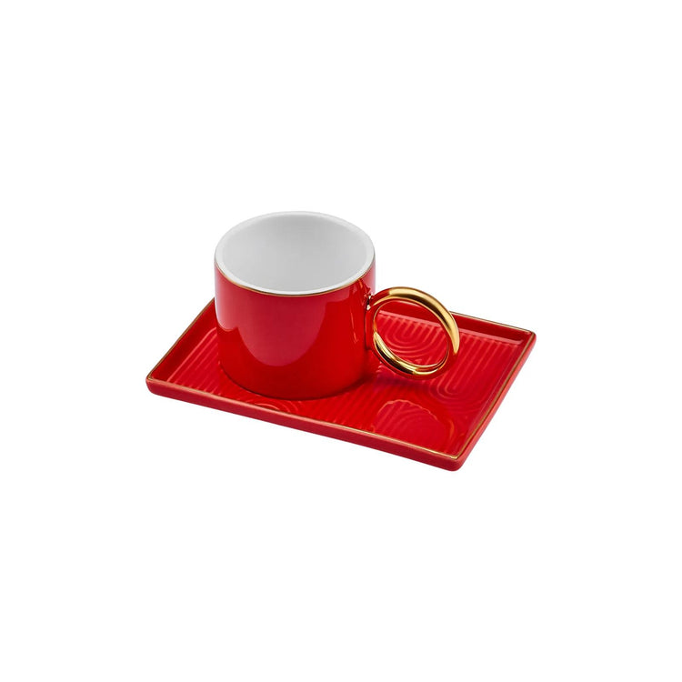 KARACA SOHO RED 80 mL Coffee Cup Set for 2 People