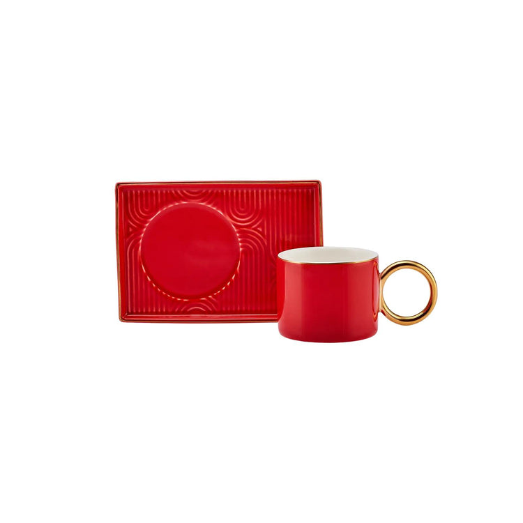 KARACA SOHO RED 80 mL Coffee Cup Set for 2 People