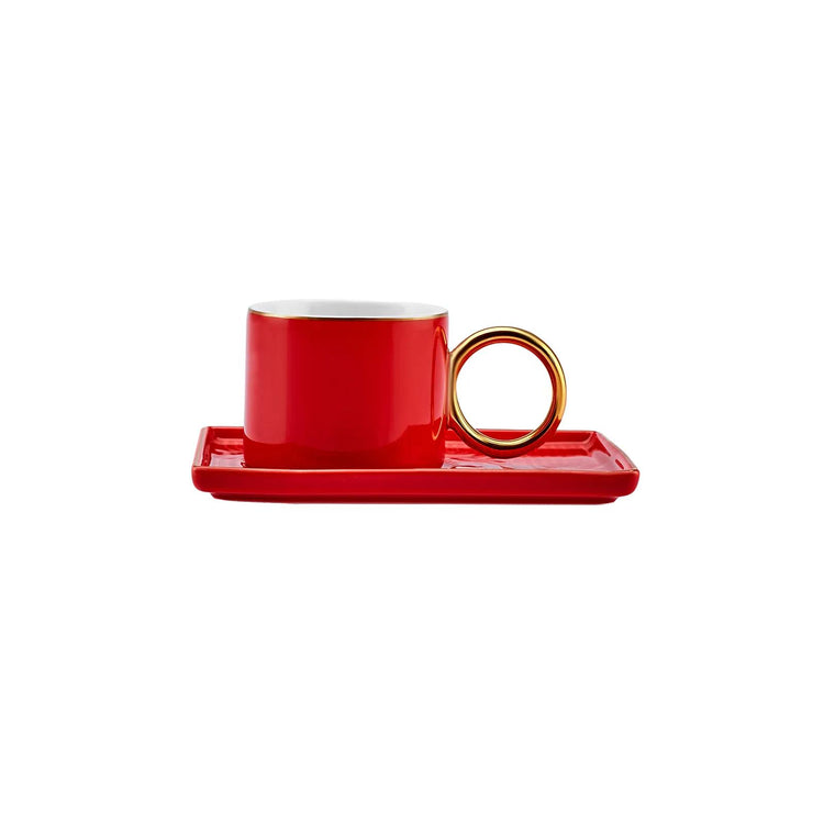 KARACA SOHO RED 80 mL Coffee Cup Set for 2 People