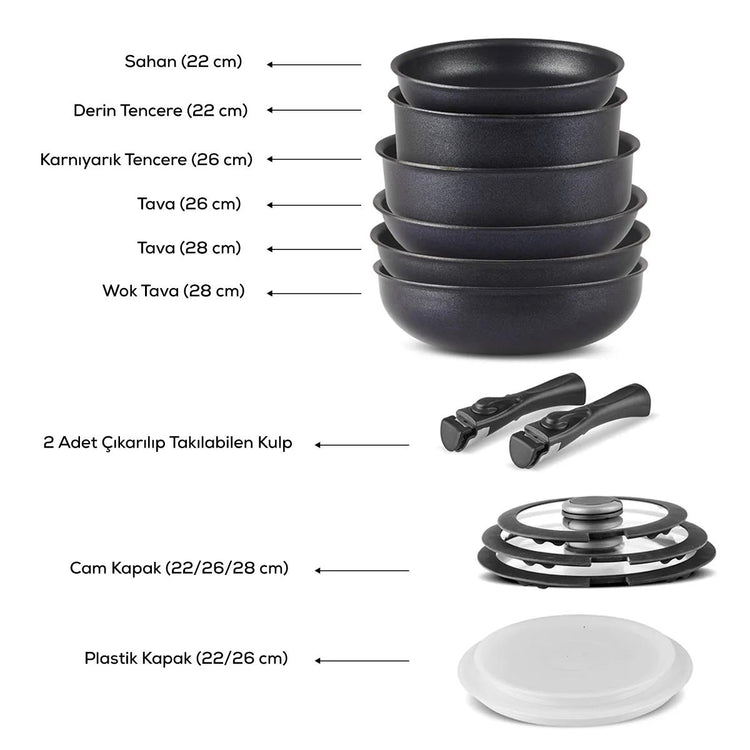 KARACA BIODIAMOND EASY CLIP 13-Piece Pot Set