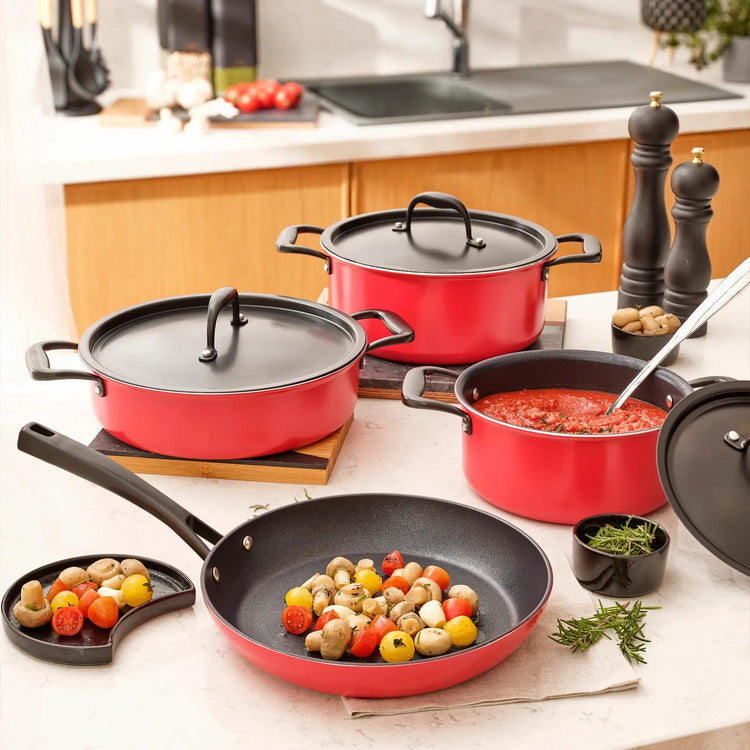 KARACA BIO DIAMOND PRO JAPANESE RED 7-PIECE COOKWARE SET