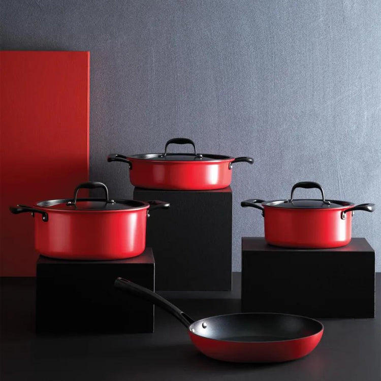 KARACA BIO DIAMOND PRO JAPANESE RED 7-PIECE COOKWARE SET