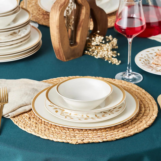 KARACA ROSEANNE GOLD 24-PIECE 6-PERSON PORCELAIN DINNER SET