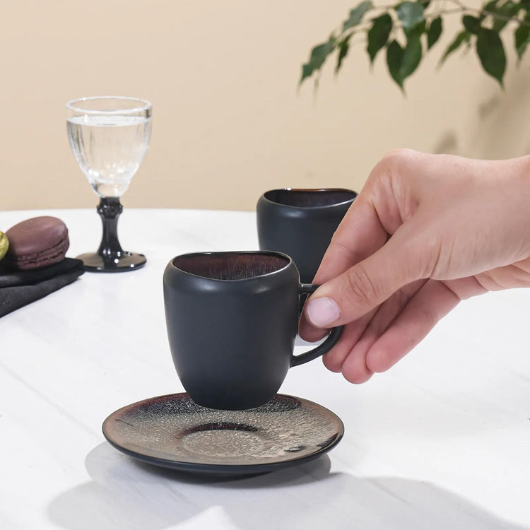 KARACA GALACTIC BLACK 2-PERSON 100 ML COFFEE CUP SET