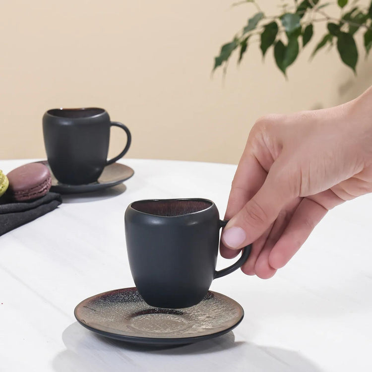 KARACA GALACTIC BLACK 2-PERSON 100 ML COFFEE CUP SET