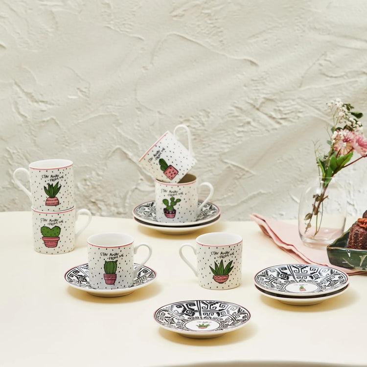 KARACA CACTUS 6-PERSON 80 ML COFFEE CUP SET