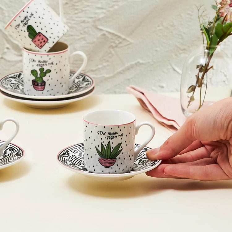 KARACA CACTUS 6-PERSON 80 ML COFFEE CUP SET