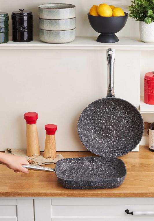 KARACA BIOGRANIT NAVY STONE WOK & GRILL SET