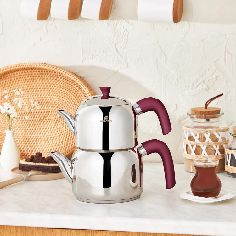 KARACA ALDER MEDIUM-SIZED TEAPOT SET (MÜRDÜM - PURPLE)