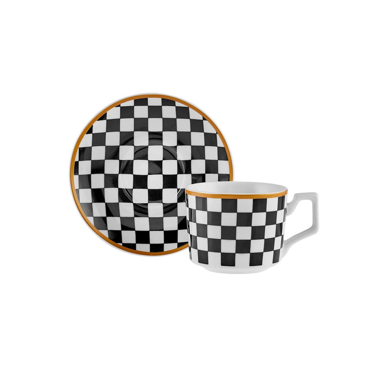 KARACA CHEKERS 6-PERSON 220 ML TEA CUP SET