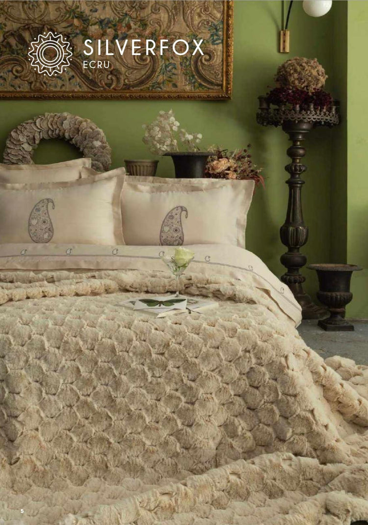 AP DOUBLE BED SPREAD SET SILVERFOX ECRU